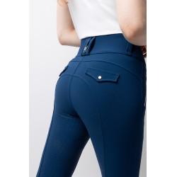 Calça de equitação feminina B Vertigo térmica com grip integral Enya Titã marinho Azul-marinho
