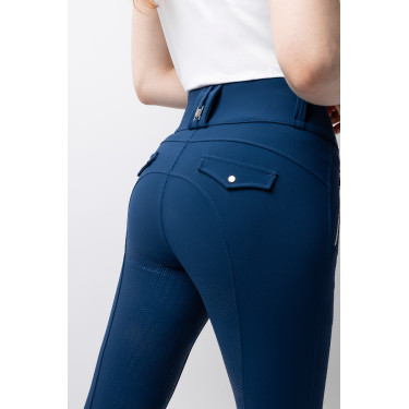Calça de equitação feminina B Vertigo térmica com grip integral Enya Titã marinho Azul-marinho