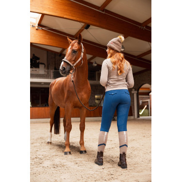 Calça de equitação feminina B Vertigo térmica com grip integral Enya Titã marinho Azul-marinho