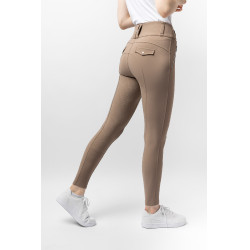 Calça de equitação feminina B Vertigo térmica com grip integral Enya Castanho lama Bege