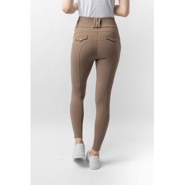 Calça de equitação feminina B Vertigo térmica com grip integral Enya Castanho lama Bege