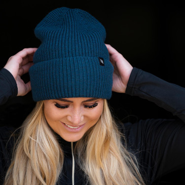 Gorro Back on Track Ava em lã com dobra Azul petróleo Gorro Back on Track Ava em lã com dobra Azul petróleo