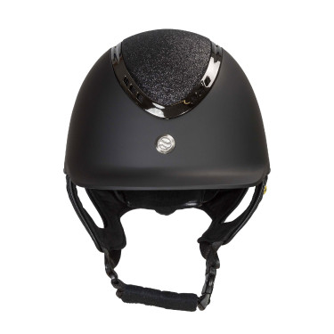 Capacete EQ3 Pardus Smooth Top com ajuste de roda Back on Track Preto com brilhos Capacete EQ3 Pardus Smooth Top com ajuste de roda Back on Track Preto com brilhos