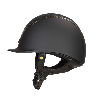 Capacete EQ3 Pardus Smooth Top com ajuste de roda Back on Track Preto com brilhos Capacete EQ3 Pardus Smooth Top com ajuste de roda Back on Track Preto com brilhos