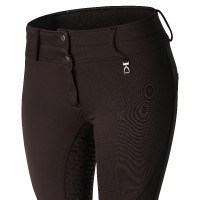 Calça de equitação térmica full grip Horze Rhea infantil bolsos traseiros Castanho escuro