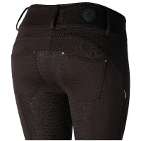 Calça de equitação térmica full grip Horze Rhea infantil bolsos traseiros Falcão castanho