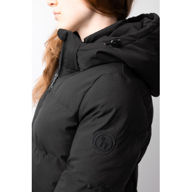 Casaco comprido acolchoado feminino Paloma Horze Caviar preto