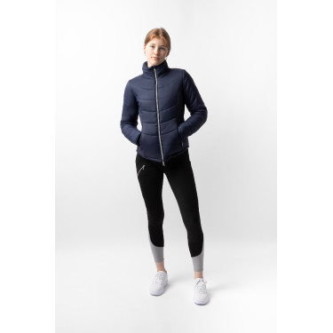 Casaco de equitação acolchoado Horze Astrid feminino Azul polar Azul-marinho