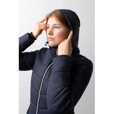 Casaco de equitação acolchoado Horze Astrid feminino Azul polar Azul-marinho