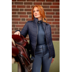 Casaco de equitação acolchoado Horze Astrid feminino Azul polar Azul-marinho