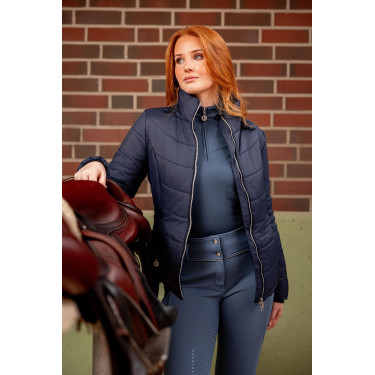 Casaco de equitação acolchoado Horze Astrid feminino Azul polar Azul-marinho