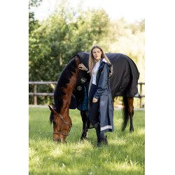 Impermeável Horze Hazel feminino longo com aberturas Azul-marinho escuro Impermeável Horze Hazel feminino longo com aberturas Azul-marinho escuro