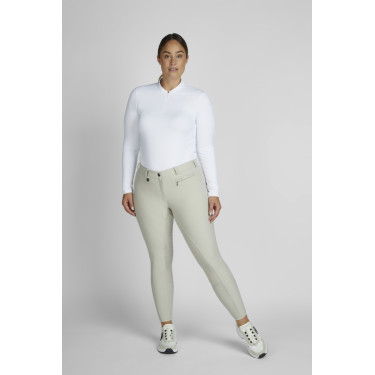 Calça Pikeur feminina Vally full grip 6106 cintura média Creme baunilha Bege
