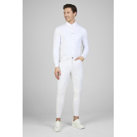 Calças masculinas Pikeur Rodrigo reforço nos joelhos McCrown Kniebesatz Branco