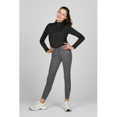 Calça infantil Pikeur Brooklyn com grip nos joelhos Cinza claro Cinzento