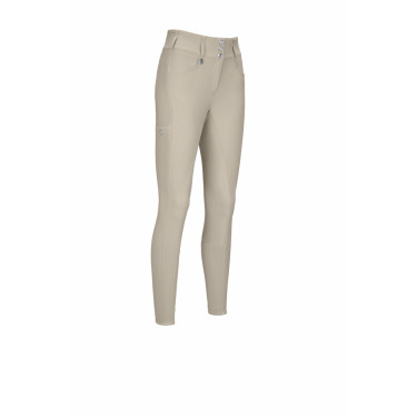 Calça Pikeur feminina New Candela com falso fundo de camurça 3908 cintura alta Creme baunilha Bege