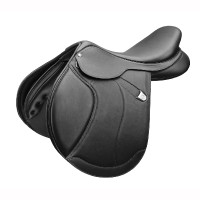 Sela Bates Caprilli Close Contact+ com pala avançada em couro Luxe Preto