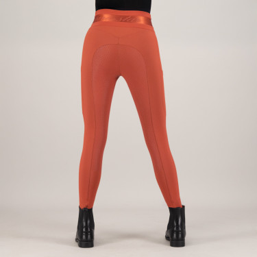 Legging de equitação Euro-Star Impress FullGrip Canela escura Laranja