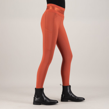 Legging de equitação Euro-Star Impress FullGrip Canela escura Laranja