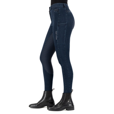 Calça de equitação Euro-Star Arista Denim FullGrip Marinho Azul-marinho