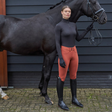 Calça de equitação Euro-Star Empress FullGrip Canela escura Laranja