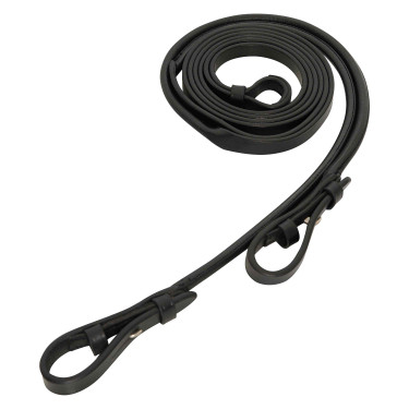 Rédeas de bridão de couro redondas e planas Imperial Riding Preto / prata