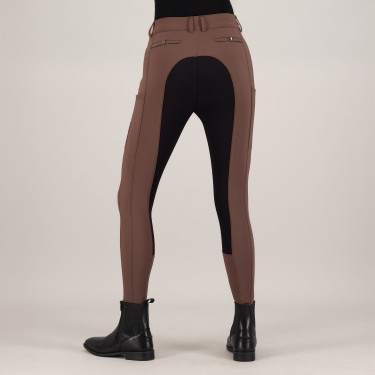 Calça de equitação Euro-Star Arielle Connect FullGrip feminina Caramelo Castanho