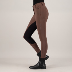 Calça de equitação Euro-Star Arielle Connect FullGrip feminina Caramelo Castanho
