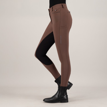 Calça de equitação Euro-Star Arielle Connect FullGrip feminina Caramelo Castanho