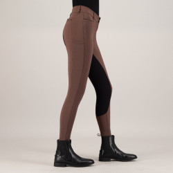 Calça de equitação Euro-Star Arielle Connect FullGrip feminina Caramelo Castanho