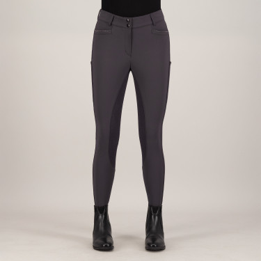 Calça de equitação Euro-Star Arielle Connect FullGrip feminina Cinza magnet Cinzento