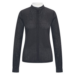 Polo de competição em mesh Imperial Riding Grandprix de manga comprida para mulher Preto