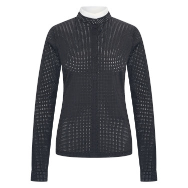 Polo de competição em mesh Imperial Riding Grandprix de manga comprida para mulher Preto