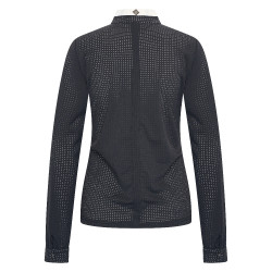 Polo de competição em mesh Imperial Riding Grandprix de manga comprida para mulher Preto