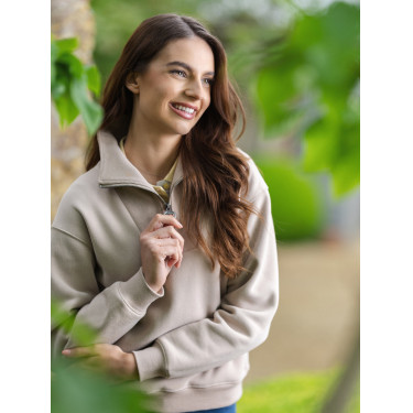 Suéter LeMieux gola com zíper Keira feminino Amêndoa Bege