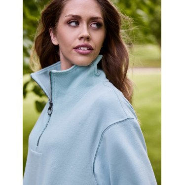 Suéter LeMieux gola com zíper Keira feminino Água Suéter LeMieux gola com zíper Keira feminino Água