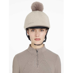 Toque em mesh Maria LeMieux Amêndoa Bege