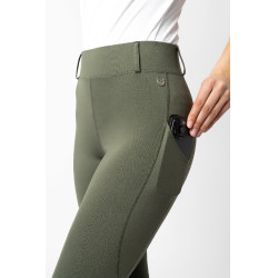 Legging de aderência total Horze Dea feminino Verde escaravelho