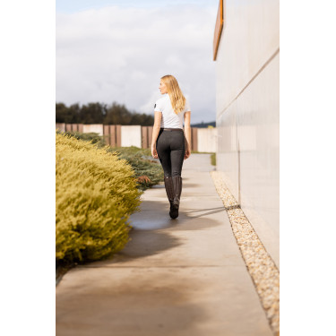 Calça de equitação Horze Felicia com grip integral Preto