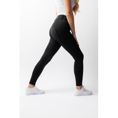Calça de equitação Horze Evelyn com fundo integral feminino Preto