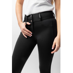 Calça de equitação Horze Evelyn com fundo integral feminino Preto