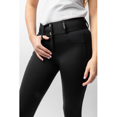 Calça de equitação Horze Evelyn com fundo integral feminino Preto