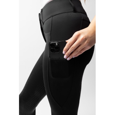 Calça de equitação Horze Evelyn com fundo integral feminino Preto