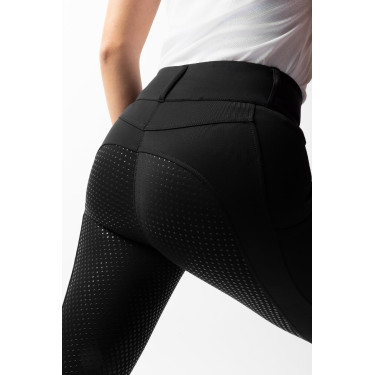 Calça de equitação Horze Evelyn com fundo integral feminino Preto