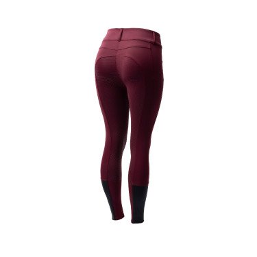 Calça de equitação Horze Evelyn com fundo integral feminino Port Royale Bordô Calça de equitação Horze Evelyn com fundo integral feminino Port Royale Bordô