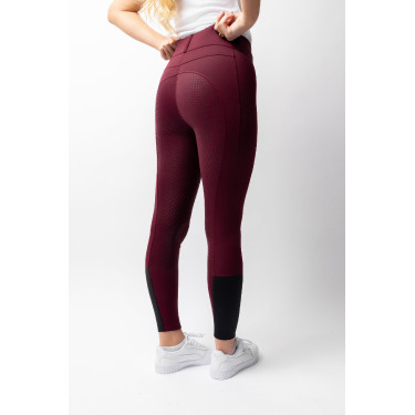 Calça de equitação Horze Evelyn com fundo integral feminino Port Royale Bordô Calça de equitação Horze Evelyn com fundo integral feminino Port Royale Bordô