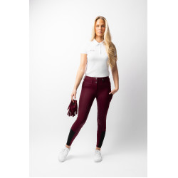 Calça de equitação Horze Evelyn com fundo integral feminino Port Royale Bordô Calça de equitação Horze Evelyn com fundo integral feminino Port Royale Bordô