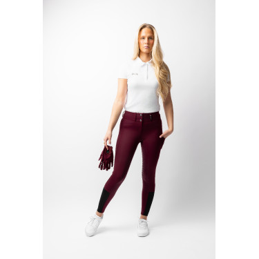 Calça de equitação Horze Evelyn com fundo integral feminino Port Royale Bordô Calça de equitação Horze Evelyn com fundo integral feminino Port Royale Bordô