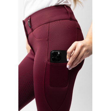 Calça de equitação Horze Evelyn com fundo integral feminino Port Royale Bordô Calça de equitação Horze Evelyn com fundo integral feminino Port Royale Bordô