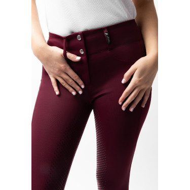 Calça de equitação Horze Evelyn com fundo integral feminino Port Royale Bordô Calça de equitação Horze Evelyn com fundo integral feminino Port Royale Bordô